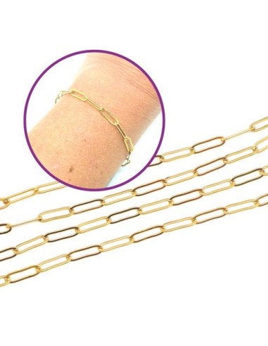 chainette maille rectangle acier inox doré
