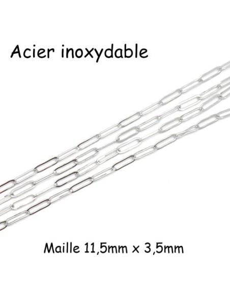 Chainette maille trombone en acier inoxydable argenté