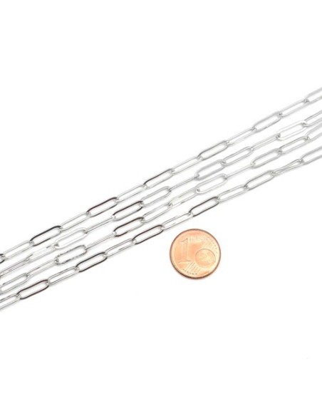 Chaine maille rectangle arrondi en acier inox argenté