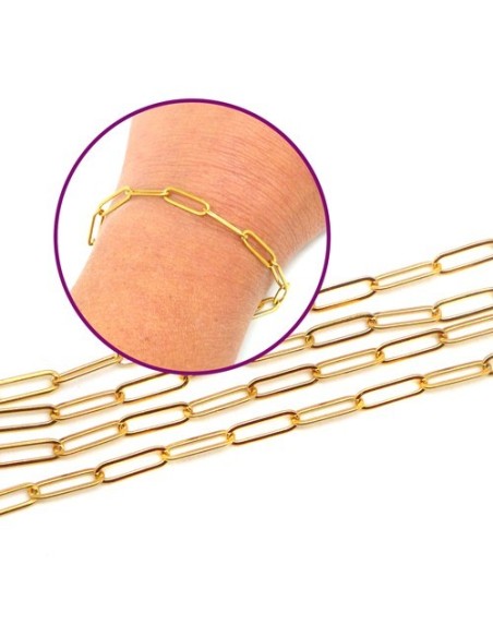 Chainette doré maille trombone acier inox