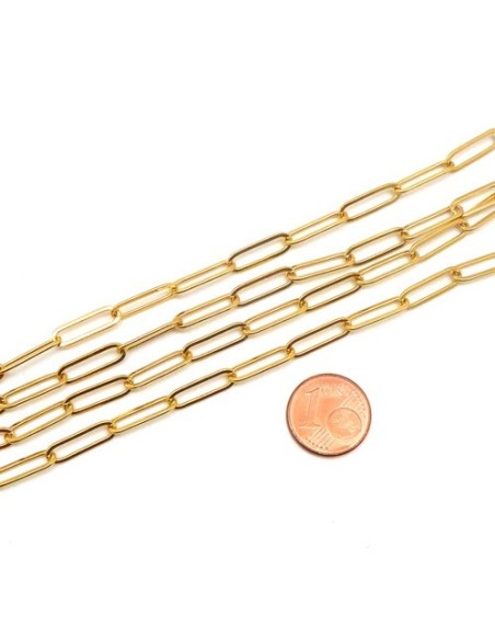 Chainette maille rectangle en acier inox doré
