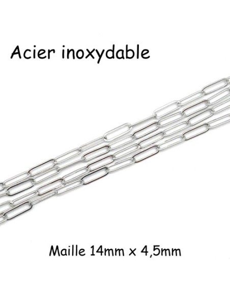 Chainette grosse maille trombone en acier inoxydable argenté Chainette grosse maille trombone en acier inoxydable argenté