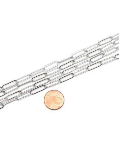 Chaine maille rectangle en acier inox argenté