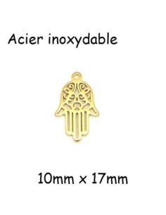 Breloques main de Fatma porte-bonheur en acier inox doré