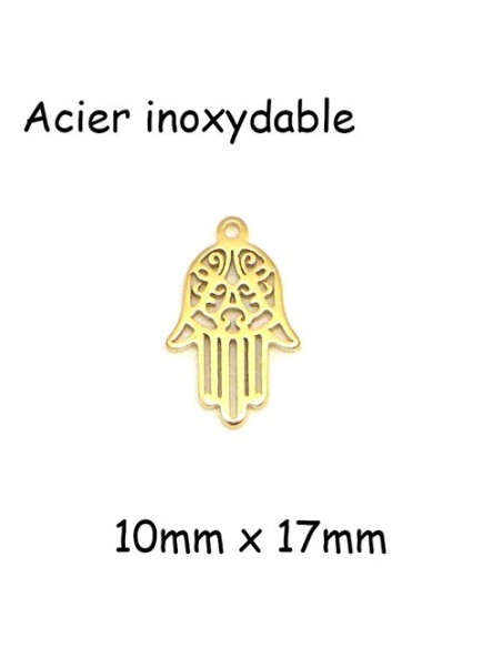 Breloques main de Fatma porte-bonheur en acier inox doré