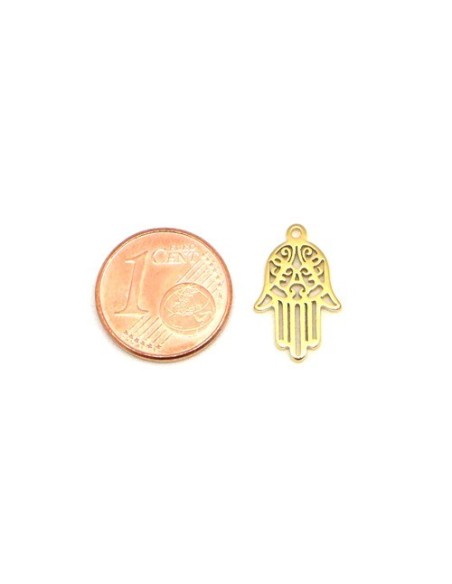Charm doré main de Fatima en acier inox
