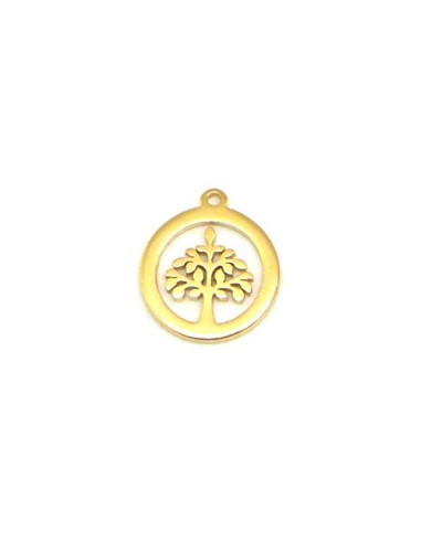 Charm arbre de vie en acier inox doré