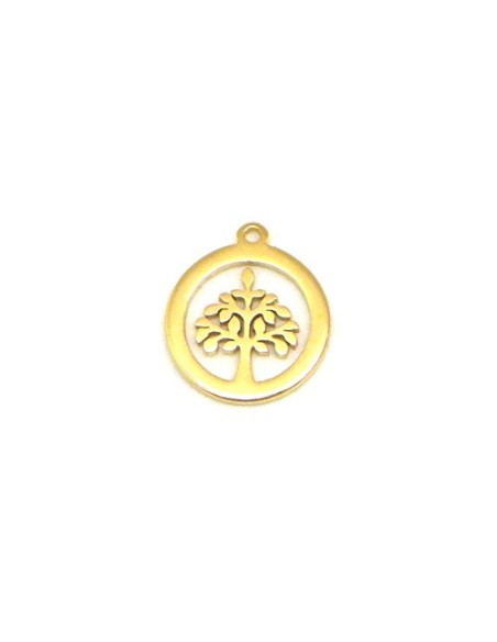 Charm arbre de vie en acier inox doré Charm arbre de vie en acier inox doré