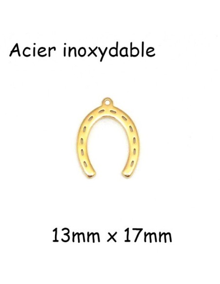Breloque fer à cheval porte bonheur en acier inoxydable doré