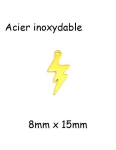 Breloques éclair, foudre en acier inoxydable doré