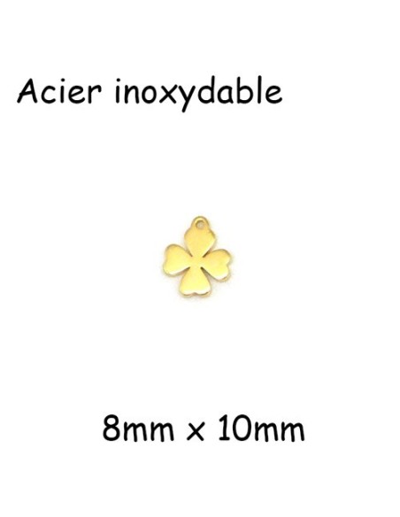 Pendentifs trèfle à 4 feuilles, porte-bonheur doré en acier inox