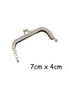 Fermoir porte monnaie clic-clac en métal argenté 7cm avec attache sur le côté