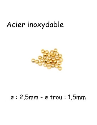 Perle à écraser doré en acier inoxydable pour cordon de 1mm à 1,5mm