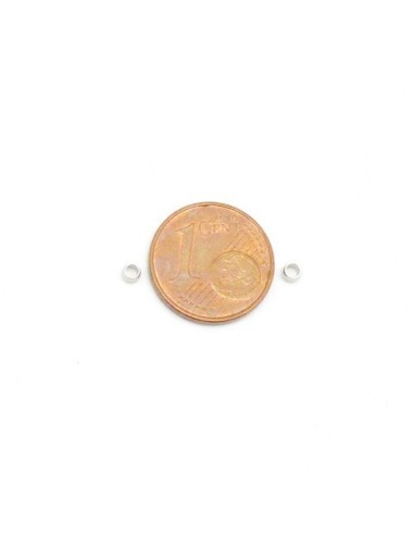 Perle ronde argenté à écraser en acier inox pour cordon de 1mm à 1,5mm