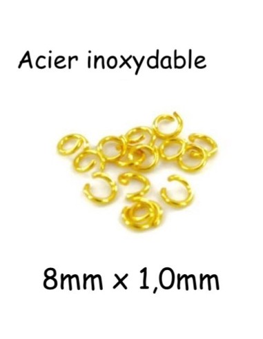 anneaux ouverts doré 8mm en acier inoxydable - anneaux jonction
