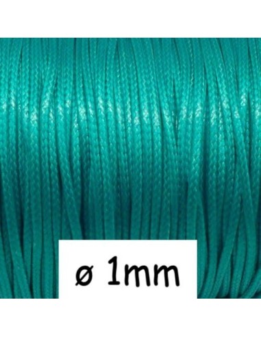Cordon polyester enduit 1mm souple bleu vert menthe à l'eau - imitation cuir