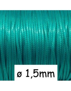 Cordon polyester enduit 1,5mm souple bleu vert menthe à l'eau - imitation cuir