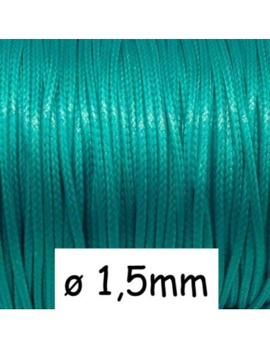 Cordon polyester enduit 1,5mm souple bleu vert menthe à l'eau - imitation cuir