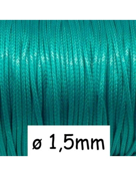 Cordon polyester enduit 1,5mm souple bleu vert menthe à l'eau - imitation cuir Cordon polyester enduit 1,5mm souple bleu vert menthe à l'eau - imitation cuir