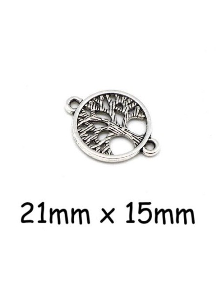 arbre de vie perle connecteur argenté en métal 21mm x 15mm