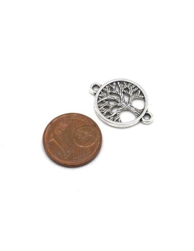 Perle arbre de vie perle argenté en métal 21mm x 15mm