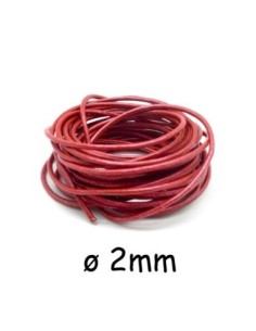 Cordon cuir 2mm de couleur rouge métallisé