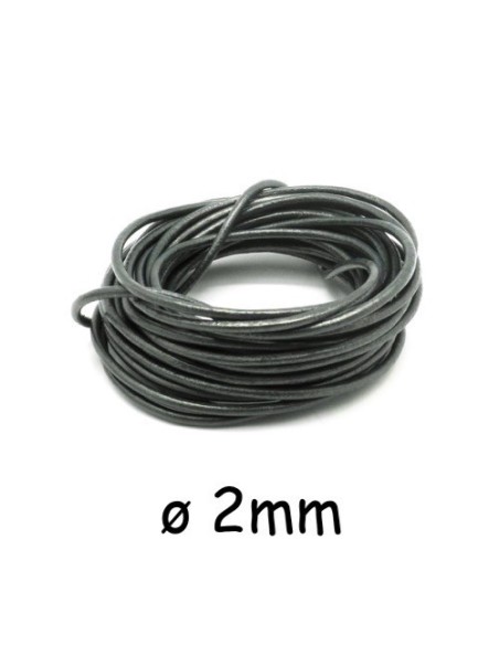 Cordon cuir 2mm vert militaire métallisé Cordon cuir 2mm vert militaire métallisé