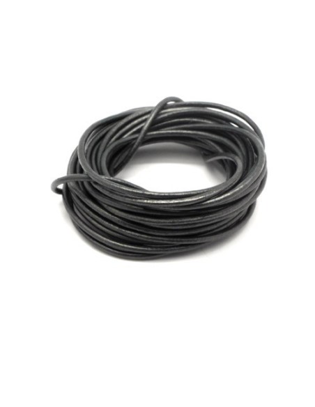 Lacet cuir 2mm vert militaire métallisé Lacet cuir 2mm vert militaire métallisé