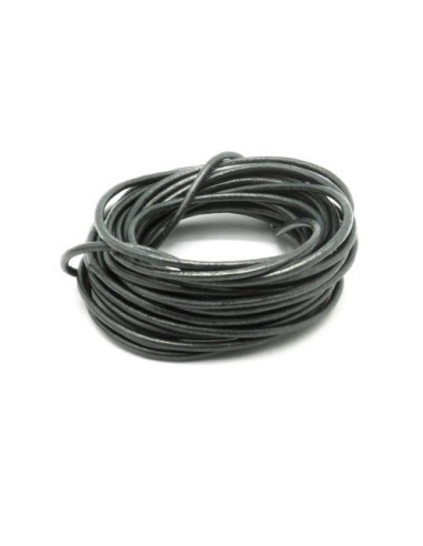 Cordon cuir 2mm vert militaire métallisé pour création bijoux