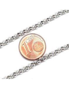 Chaîne maille forçat ronde argenté en acier inoxydable maillon 4mm 2