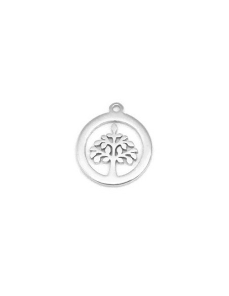 Mini charm arbre de vie en acier inoxydable argenté pour création bijoux
