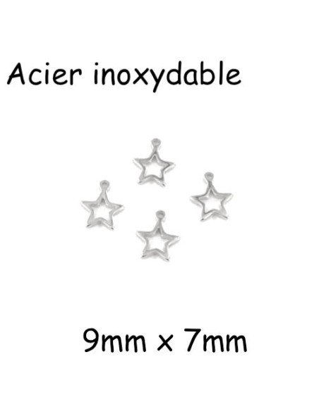 Petite breloque étoile argenté en acier inoxydable pour bijoux