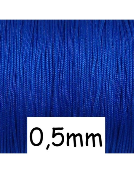 Fil de jade fin 0,5mm bleu vif électrique pour bracelet WRAP, SHAMBALLA avec perles fines