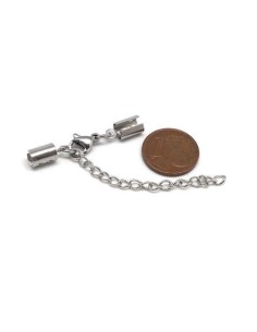 Fermoir serre fil argenté en acier inox pour cordon de 2,5mm 2