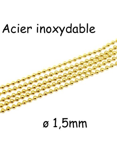 chainette bille fine doré 1,5mm en acier inoxydable doré