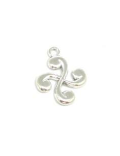 Pendentif croix basque argenté en métal 38mm x 32mm 2