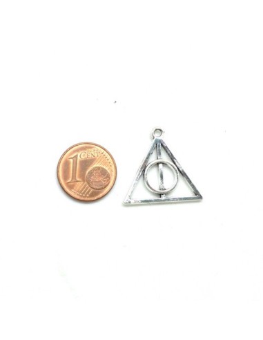 Breloque triangle argenté ajouré forme géométrique 21mm x 22mm