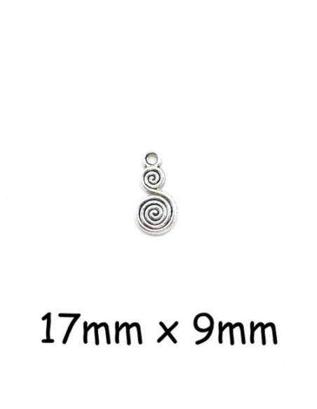 Pendentifs spirale, réglisse argenté en métal argenté 17x9mm