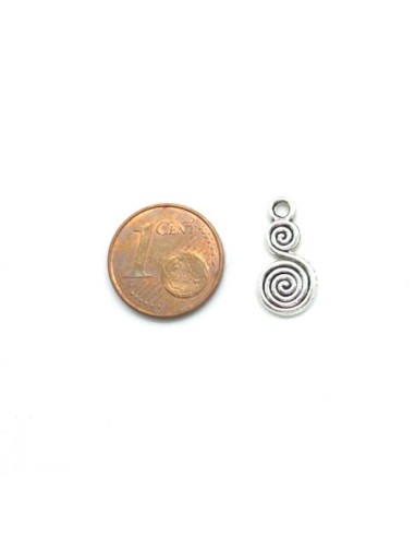 Breloque spirale, réglisse en métal argenté pour création DIY