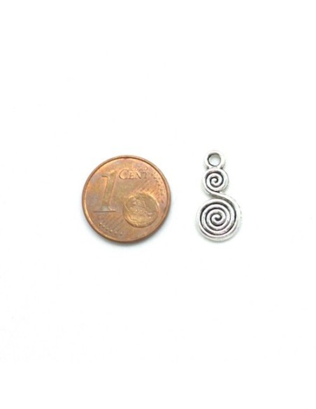 Breloque spirale, réglisse en métal argenté pour création DIY
