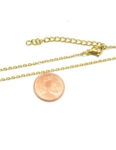 Collier chaîne très fine maille forçat doré en acier inox doré avec fermoir - 42cm - chainette de rallonge 2