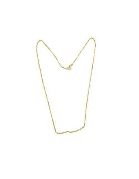 Collier fin gourmette doré en acier inox doré avec fermoir mousqueton - 40cm