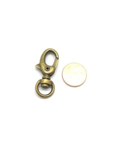Fermoir mousqueton en métal bronze, 30mm pour bijoux, perles apprêts