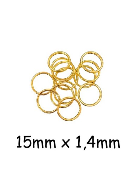 Anneau de jonction épais, résistant en métal doré 15mm x 1,4mm