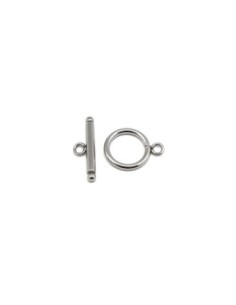 Fermoir argenté rond en T toggle en acier inoxydable 18mm - Fermoir OT 2