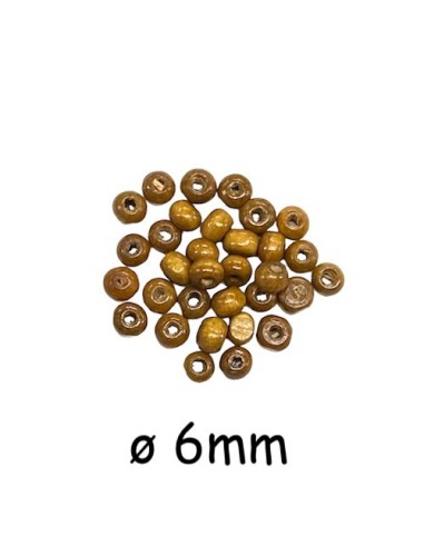 Perle en bois ronde marron camel 6mm