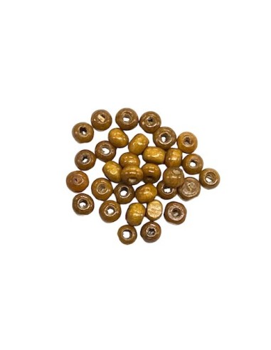 Perle en bois ronde marron camel 6mm pour création DIY