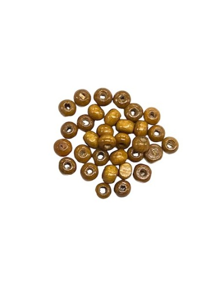 Perle en bois ronde marron camel 6mm pour création DIY