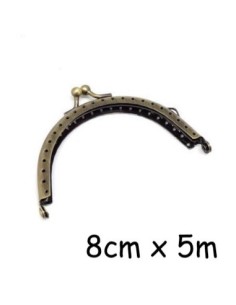 Fermoir porte monnaie arrondi en métal bronze avec attache sur le côté 8cm