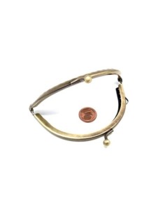 Fermoir porte monnaie arrondi en métal bronze avec attache sur le côté 8cm 2